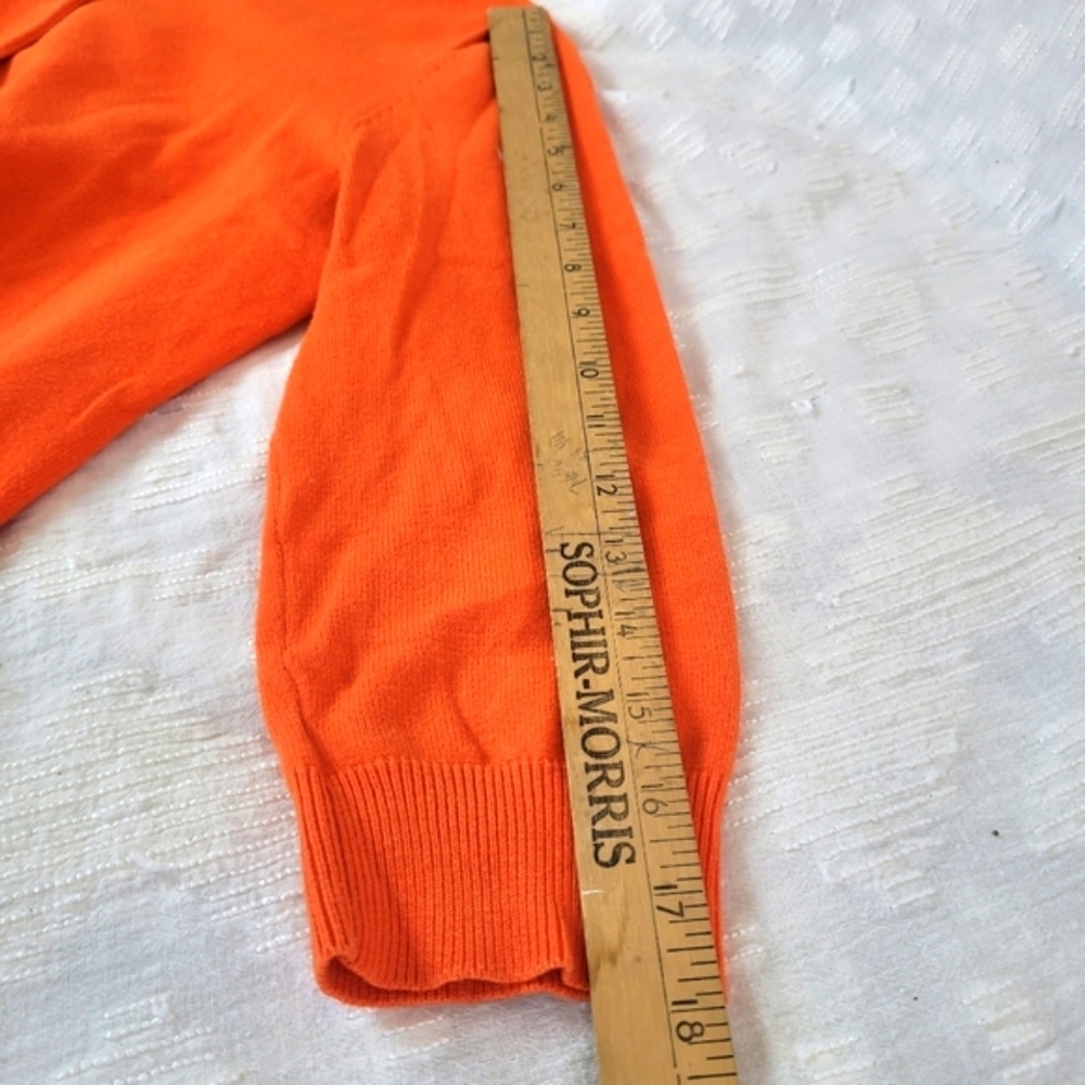 Ellen & Company crew neck cotton orange cardigan button front preppy academia S - Picture 7 of 10